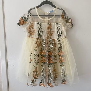 Embroidered Floral Tulle Dress Girls 4T-5T